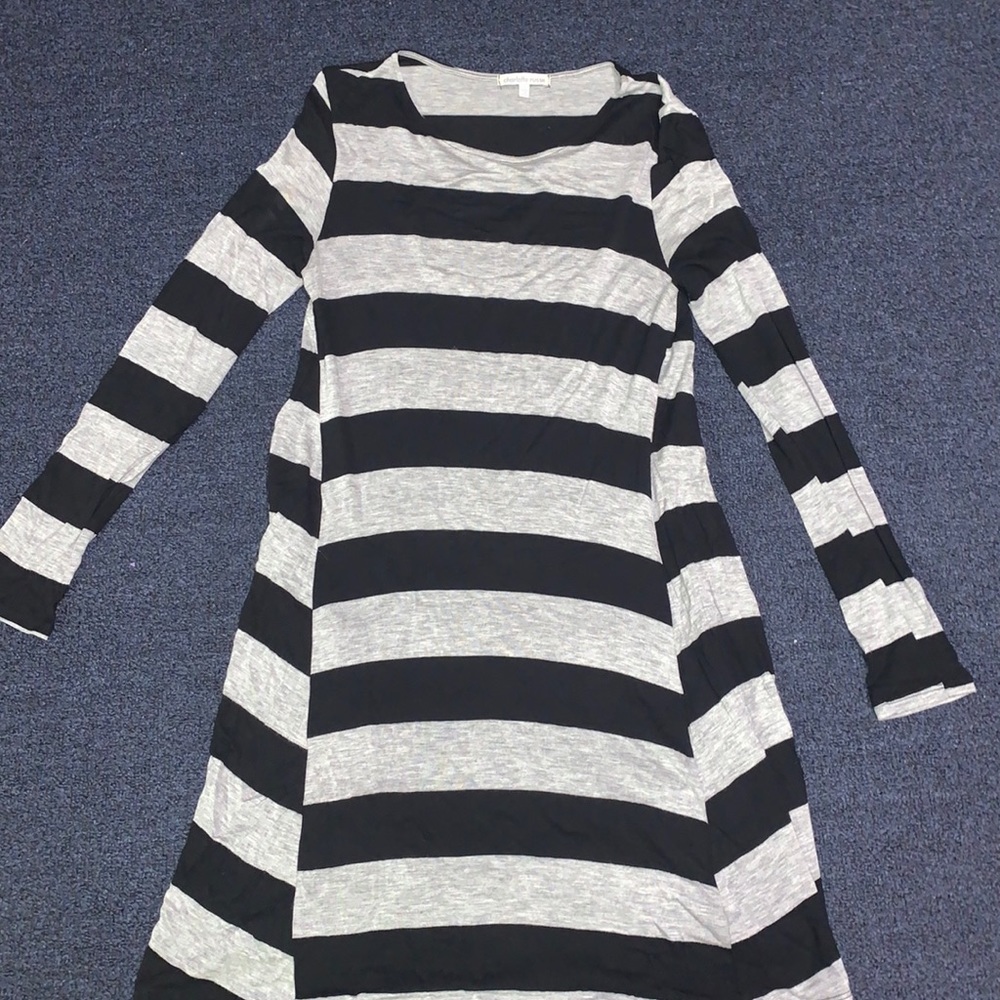 Black striped Long sleeve T-shirt Dress
